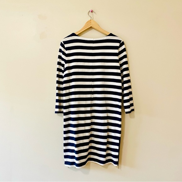 Gap Striped Dress Navy Blue and White Stripes Zipper Hem Long Sleeve Medium - Picture 4 of 7